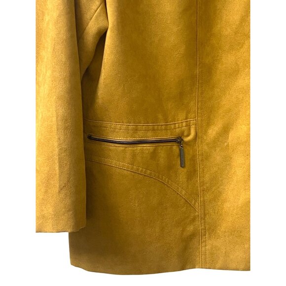 Allison Daley Womens Yellow Faux Suede Zip Jacket With Pockets Size 16 - Picture 2 of 10